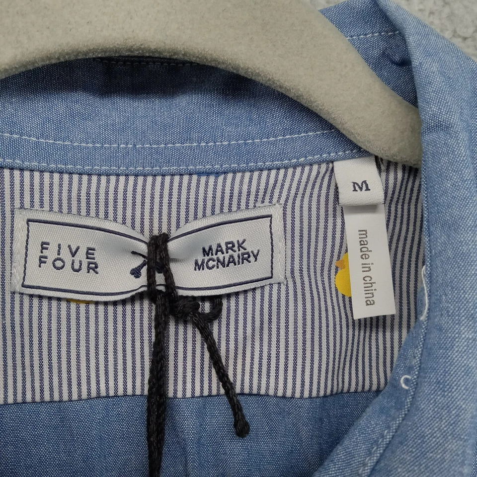 Five Four Mark McNairy Shirt Medium Blue Zip Up Oxford Button Down Collar - Image 4 of 4