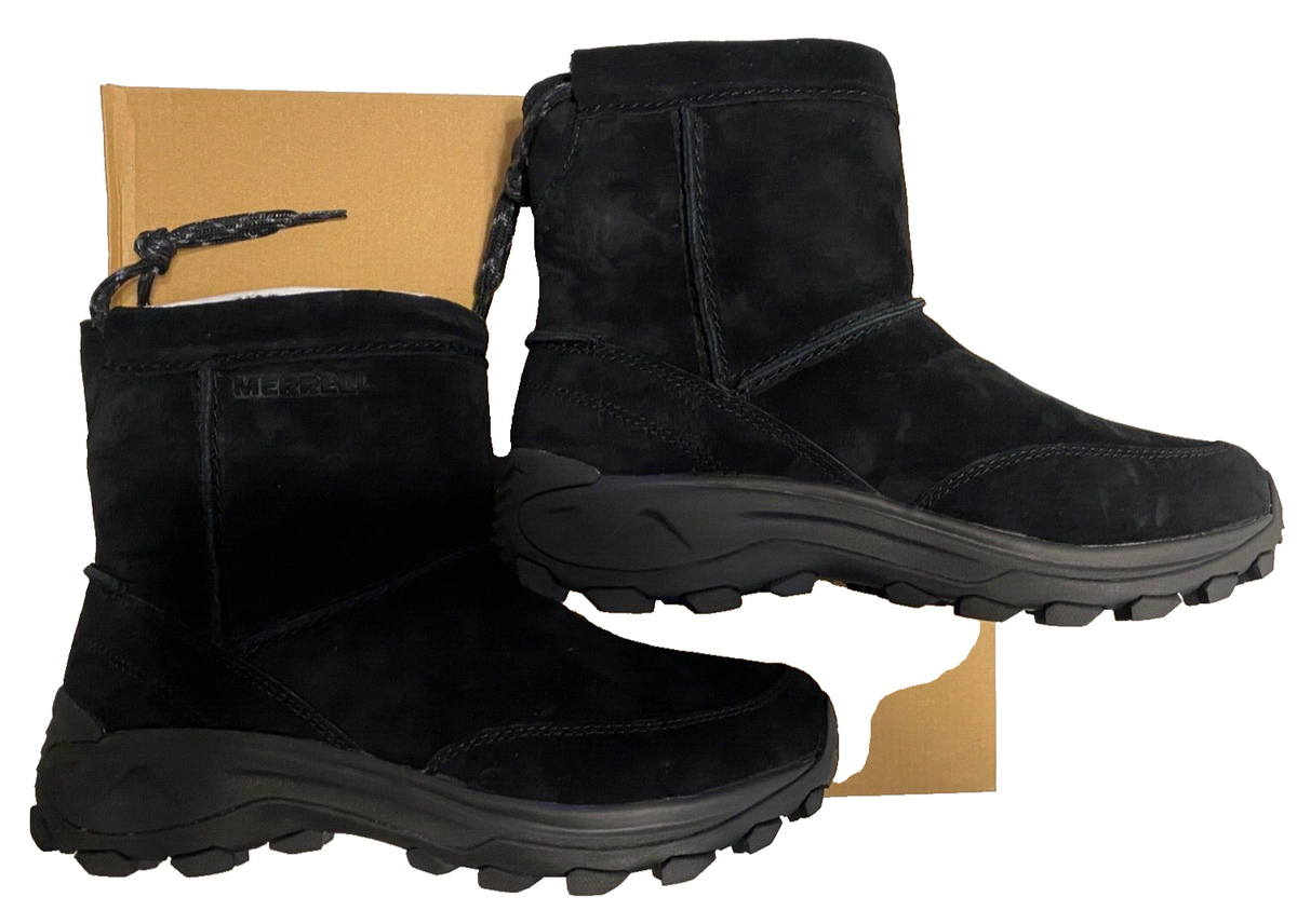 Merrell Winter Pull On Boots Waterproof Suede Women Merrell Pull On Boot Black Suede Winter Boots main image 1
