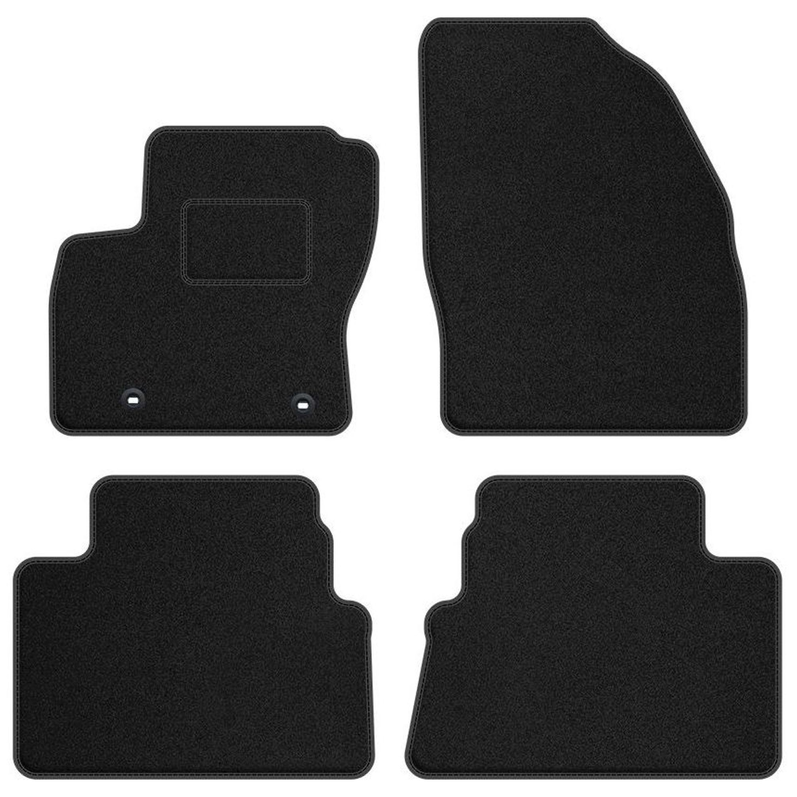 Tapis de sol pour Ford Kuga I 2008-2012 anti-glisse en velours noir à 4 fixations