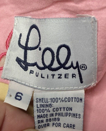 Vintage Lilly Pulitzer Skirt Women 6 Pink Paris Sorbet Cherry Embroidered Pencil - Picture 3 of 8