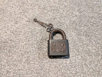 Antique Hecla Padlock With Working Key Vintage Early 1900s