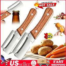 1-2PCS 2 in 1 Multi Functional Vegetable Peeler with Bottle Opener and Wooden Ha