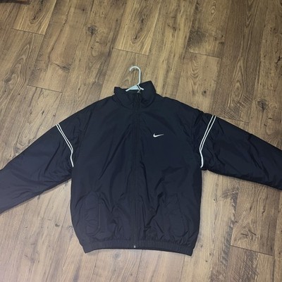 Vintage Nike Jacket Men Size XL Black White SpellOut Retro Full Zip Swoosh Y2K