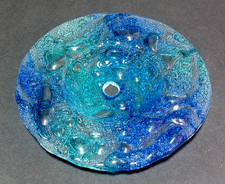 ESCLUSIVA BOBECHE, IN VETRO DI MURANO BLU/VERDE, Ø 135 mm, FORO 10 mm