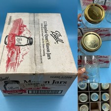 Lote de 8 frascos de masón vintage Ball Perfect - tamaño 11 cuartos/hechos en EE. UU.