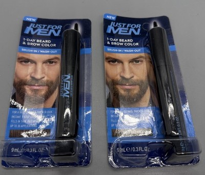 NEW (2) 1-Day JUST FOR MEN Temporary COLOR Beard Brow LIGHT BROWN Brush In