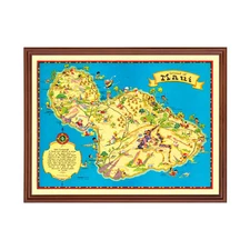 Old Map of Maui, HI 1931 - Vintage Maui Hawaii Art