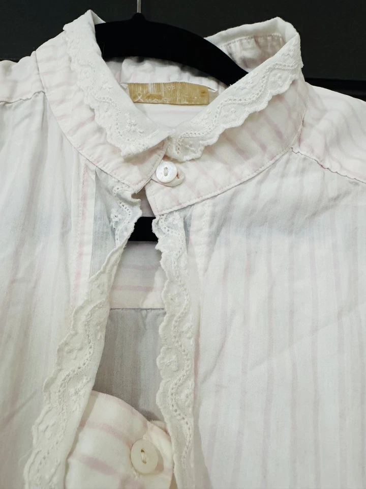 Vestido camisero Givenchy-Intimate Paris para mujer rosa con cordones blanco vintage M 100 algodón Foto 2 de 4