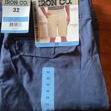 Iron Co Men's Stretch Twill Cargo Shorts Size 32 Lake Blue 10 1/2  Inseam
