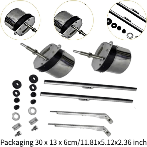 Universal Windshield Wiper Motor Kit Hot Street Rod For Jeep Boat Stainless X2 - Picture 2 of 7