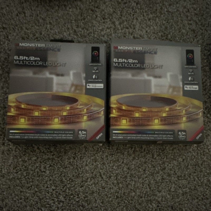 Monster Smart Illuminessence 6.5ft Multicolor LED Light Strip, App, 2 Pack