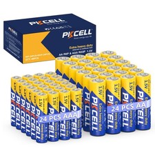 PKCELL AA Batteries  AAA Batteries 48 Count, 24 Double A Batteries and 24 Tripl