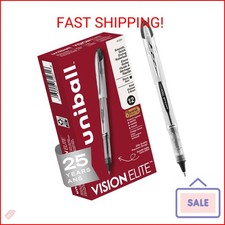 uni-ball Vision Elite Rollerball Pens Bold Point, 0.8mm, Black, 12 Pack