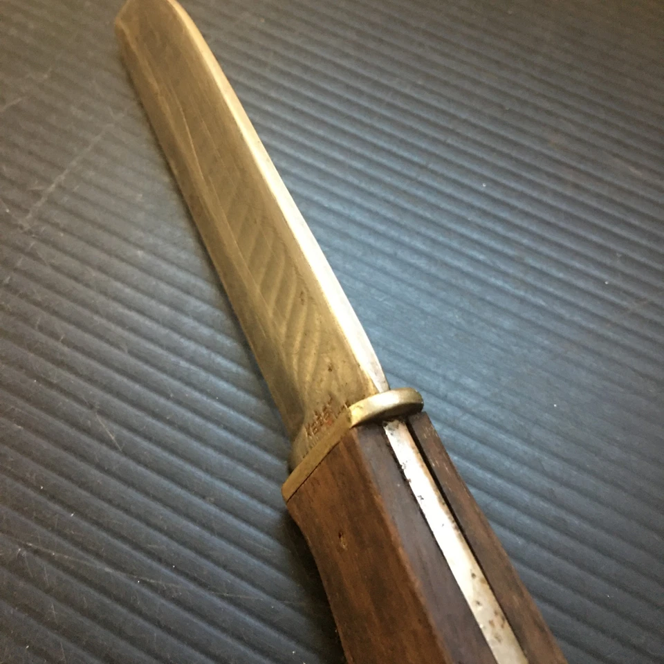Cuchillo de hoja fija vintage KA-BAR de acero inoxidable 1375 con mango de madera de palo de rosa Foto 3 de 4