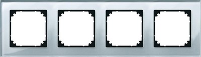 Merten 489460 Echtglasrahmen, M-PLAN, 4fach, Diamantsilber