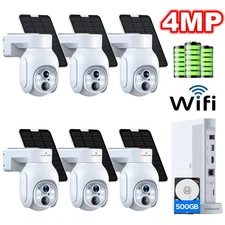 Solar Wireless 4MP Security Camera System 10CH NVR Two-Way Audio PIR Recording