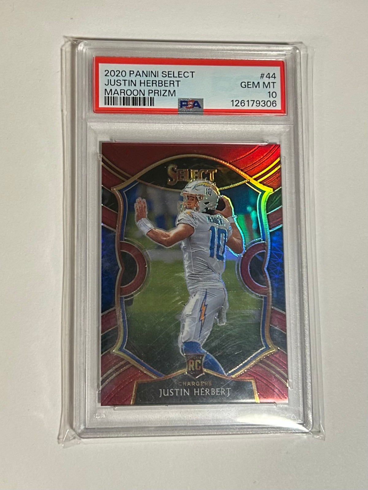 2020 Panini Select - Concourse Justin Herbert #44 Maroon Prizm 101/149 (RC)