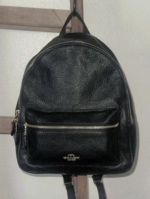 Coach Purse Womens Black Pebbled Leather Park Backpack #24385 Adjustable Straps Coach backpack f24385 park - Gem main image 4