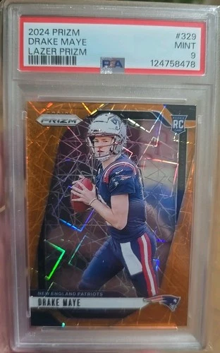 2024 Panini Prizm - Rookies Drake Maye #329 Lazer Prizm (RC) PSA 9