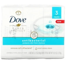 DOVE (3) 3.17 Oz. Bars 🩵🫧 ●ANTIBACTERIAL● 🩵🫧 Beauty Cream Care/Protect Bars.