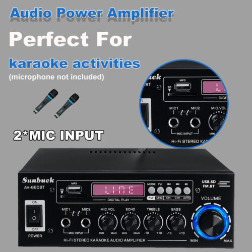 2000W 2 CH bluetooth 5.0 Power Amplifier Home Theater Audio Power Remote Control - Picture 22 of 22