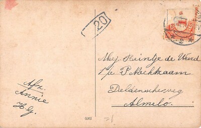 A219 Beautiful Woman 1916 Letters Flowers Basket Apron vintage