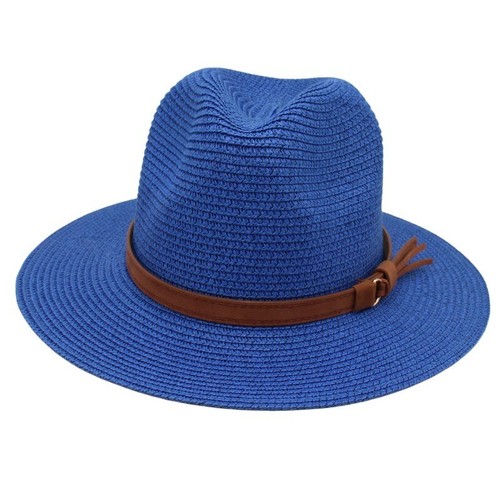 Cappello Panama Uomo Donna Tesa Larga Paglia Fedora Spiaggia Sole Cappello con Cintura in Pelle Nuovo - Foto 17 di 47