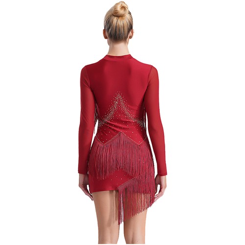 Women Costume Fringe Dancewear Dancing Dress Cocktail Competition Latin Rumba - Bild 13 von 76