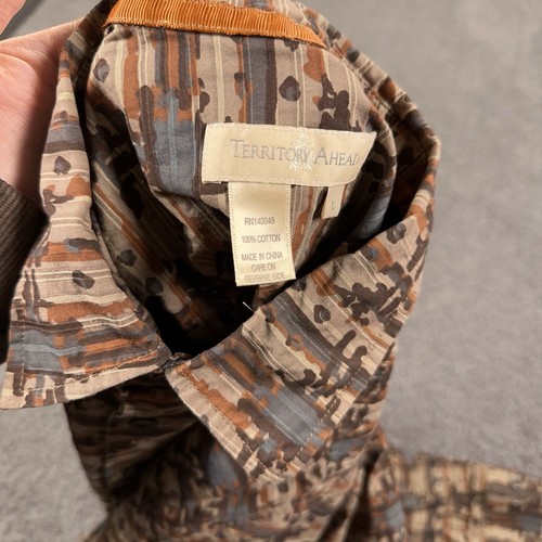 Territory Ahead Shirt Mens Large Brown Woven Geometric Western Cowboy Aztec - Picture 10 of 11