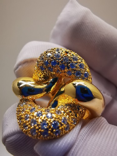 Designer Knot Ring 9ct Gold Filled Cultured Diamond UK Size O/US Size 7 Gift - Picture 8 of 15