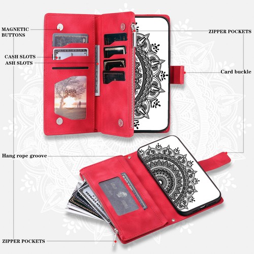 For Samsung A56 A16 A36 A26 A55 A35 A15 05s A54 Zipper Case Leather Wallet Cover - Picture 27 of 28
