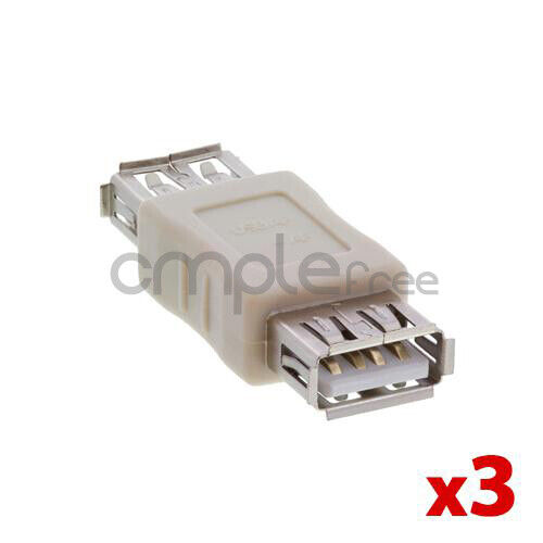 3x USB 2.0 Type A Female to Female Adapter Coupler Gender Changer Connector NEW