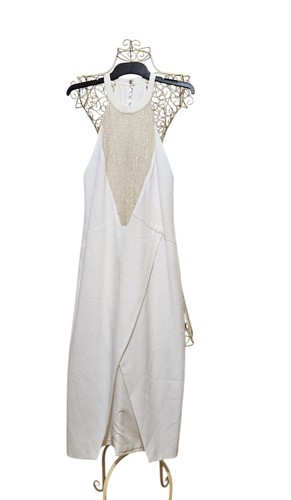 manning cartell White Halter Neck Midi Formal Cocktail Dress Size 8 Australia