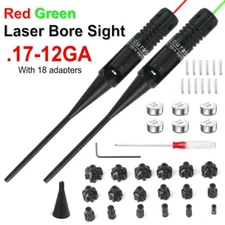 Green/Red Laser Bore Sight Rifle Collimator .17 to 12GA Calibers W/ 18 Adapters