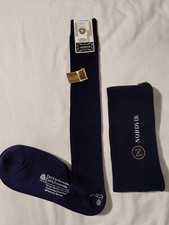 Lot Of 2 Long Over Knee Socks Vtg Blue 8-10US/40-41EUR 80Wool Germany Headband