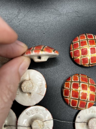 Orange Gold Hand-made Ceramic / Stoneware Shank Buttons Hand Etched ITALY 82G - Picture 6 of 10