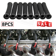 8PCS 2500° Spark Plug Wire Boots Protectors Sleeve Heat Shield Cover For SBC BBC
