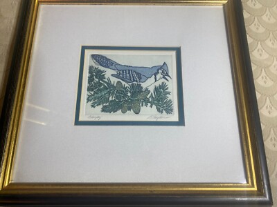 K Snyder ''Blue Jay'' Lithograph - Signed And Framed