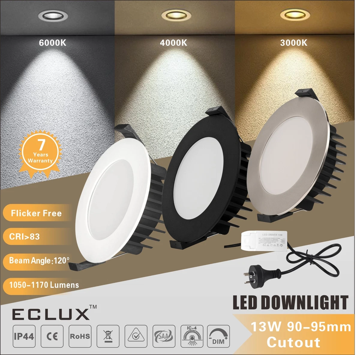 Tri colour led downlight outlet