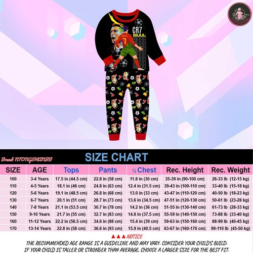 CR7 Ronaldo Soccer Pajamas for Kids - Long Sleeve Sleep Set for Boys Girls - Picture 2 of 9