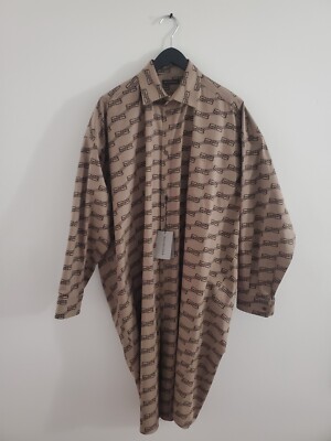 Brand New Authentic Balenciaga Poplin Shirt Dress In BB