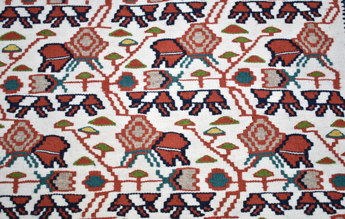Senneh Rug 33'' x 45'' Natural Colors Oriental Senneh Rug Wool Kilim Small Rug - Picture 6 of 15