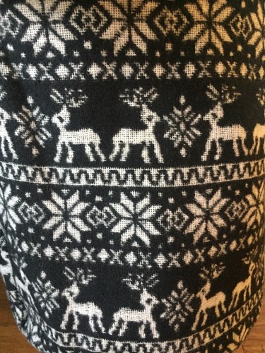 2 Hallmark Black White Reindeer Snowflake Round Bins Storage Tote Baskets - Picture 10 of 12