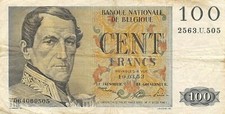 Belgium  100  Francs  10.03.1953  P 129b  Series  U  Circulated Banknote A16