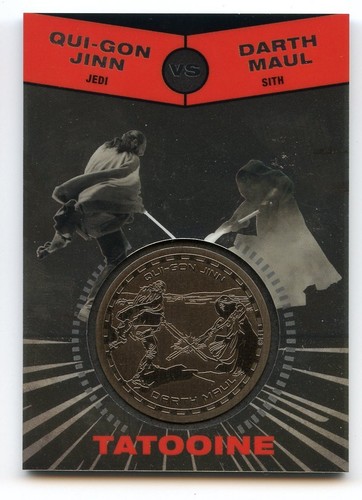 2015 Star Wars Chrome Perspectives SILVER Medallion Yoda VS Darth Sidious