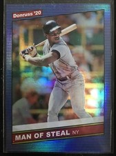 2020 Donruss  219 Rickey Henderson Blue Holo Man of Steal Yankees Retro 86 VAR