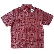 NWT Supreme Red Tray Jacquard Logo Button Down Shirt Men's M SS24 AUTHENTIC