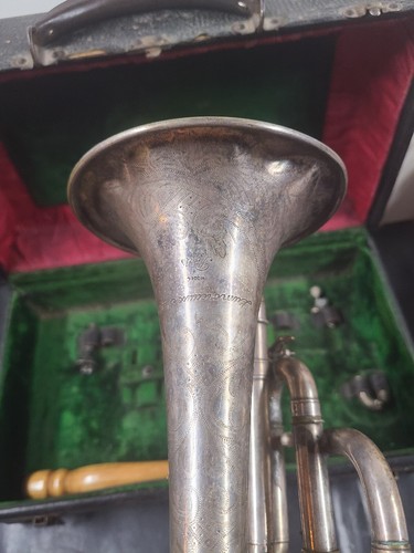 Antique Silver Plated Lamoreaux Freres Bb? Cornet - Picture 10 of 24