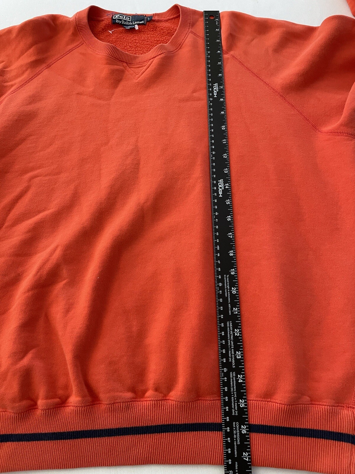 Polo by Ralph Lauren arancione felpa girocollo blu navy pony L grande striscia sportiva