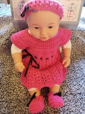 Newborn Crochet pink dress set